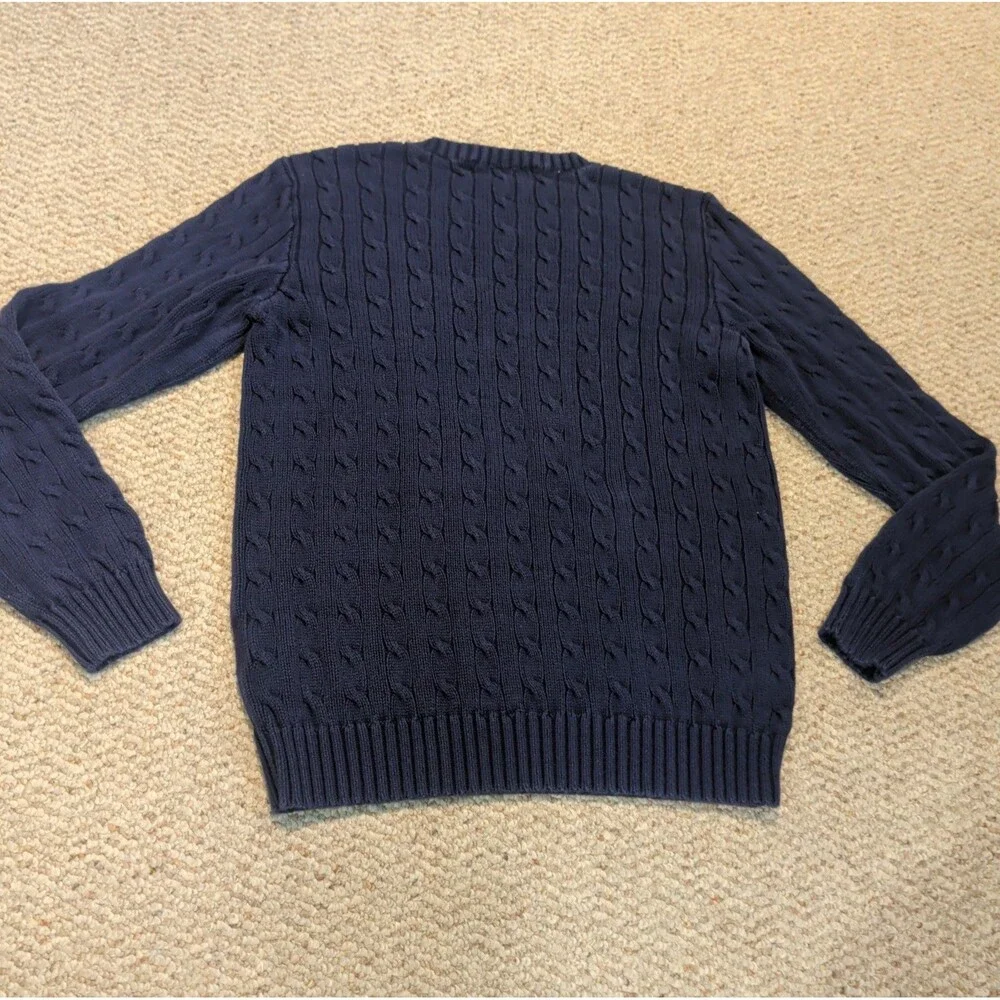 Ralph Lauren Sport Cable Knit Sweater Womens XL Blue Preppy Academia Classic